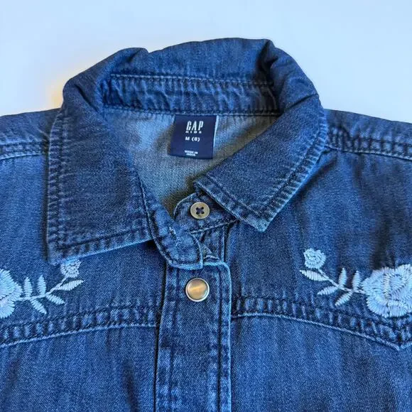 NEW Gap Kids Oversized Denim Western Shirt Medium 8 - Picture 3 of 11